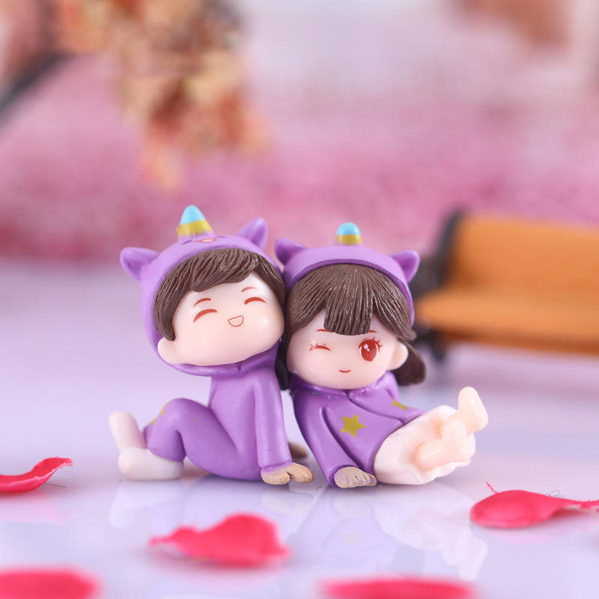 Purple Dress Couple Miniature (Sitting)