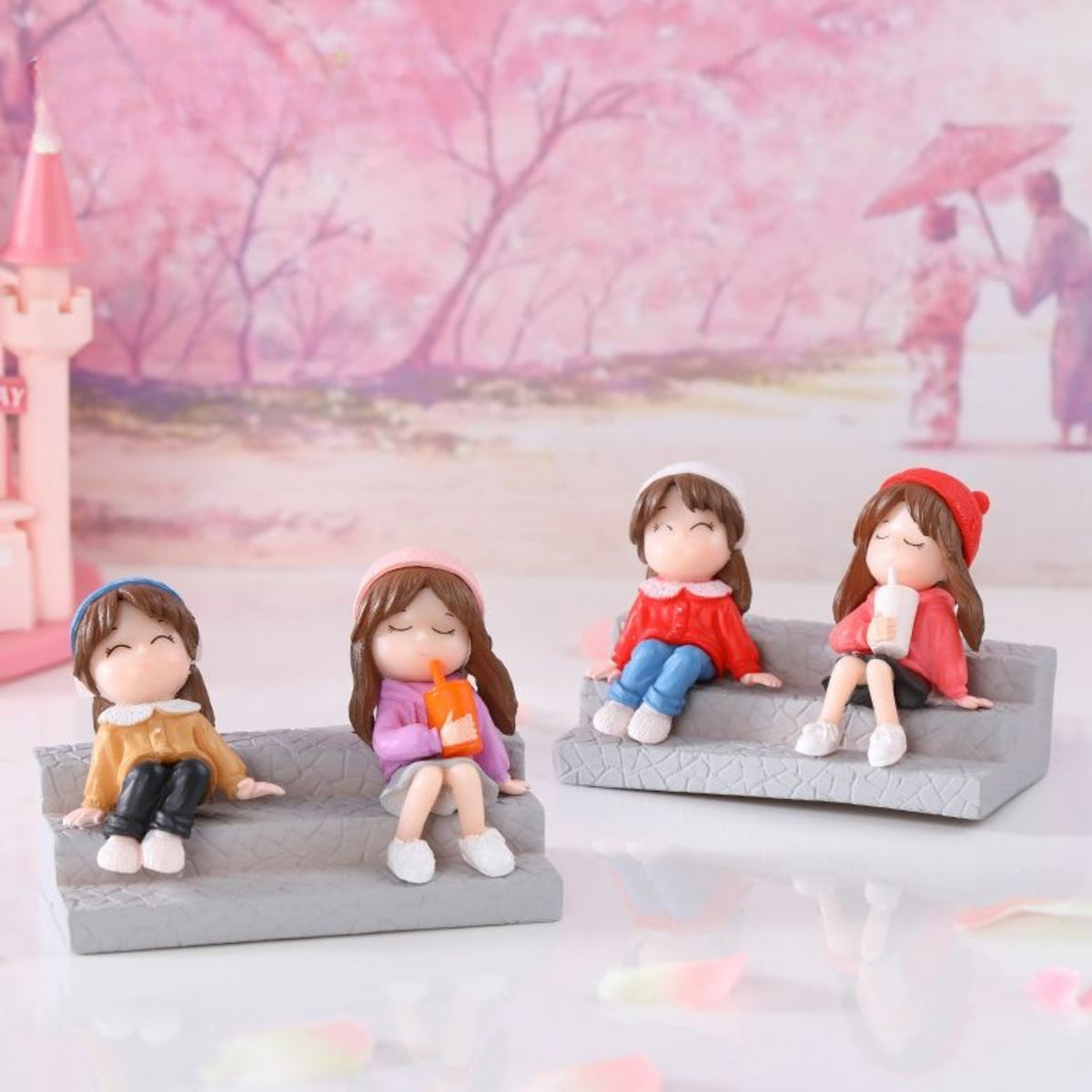 Two Sisters on Stairs Miniature