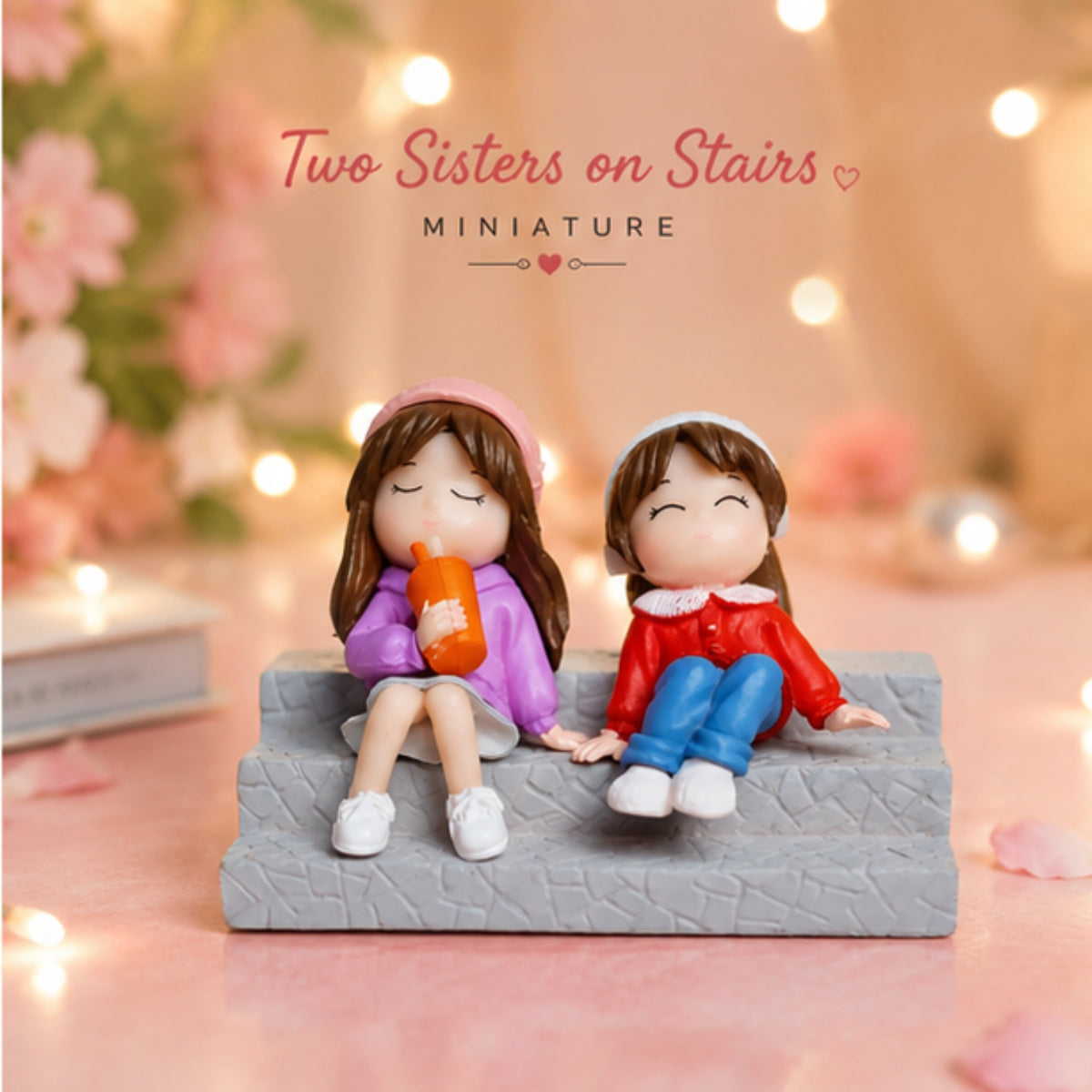 Two Sisters on Stairs Miniature