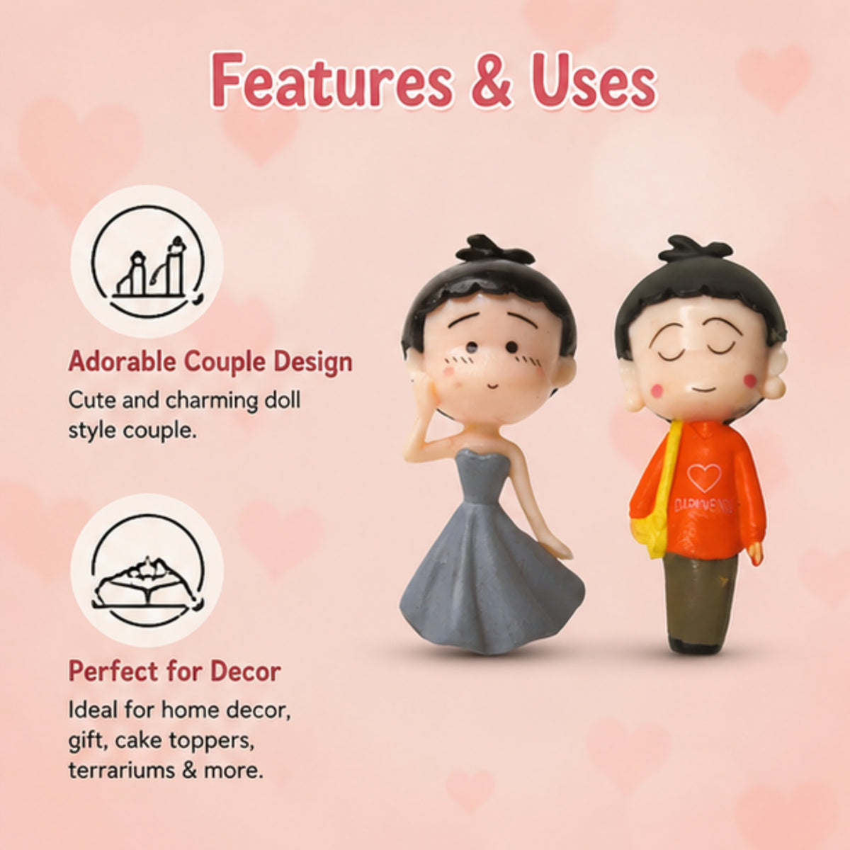 Doll Style Couple Miniature (Grey & Orange)