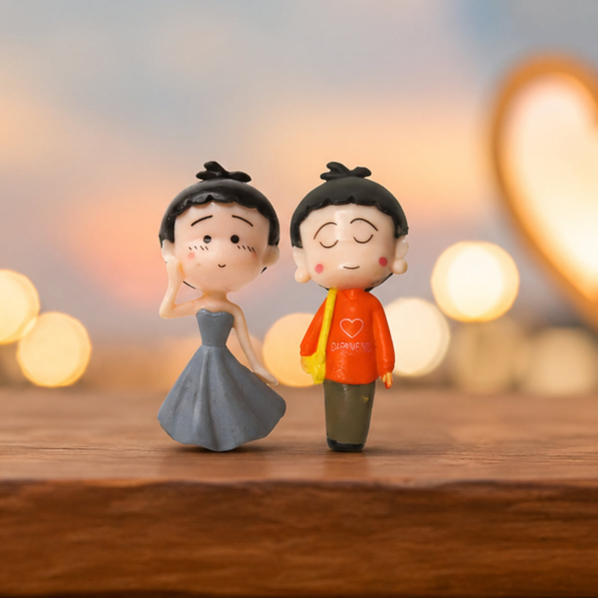 Doll Style Couple Miniature (Grey & Orange)