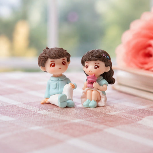 Sitting Couple Miniature Figurine