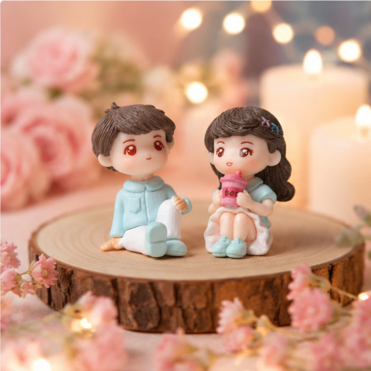 Sitting Couple Miniature Figurine