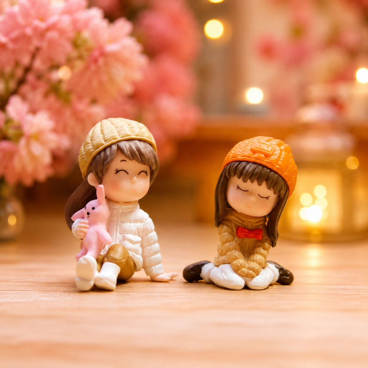 Two Girls Sitting Miniature
