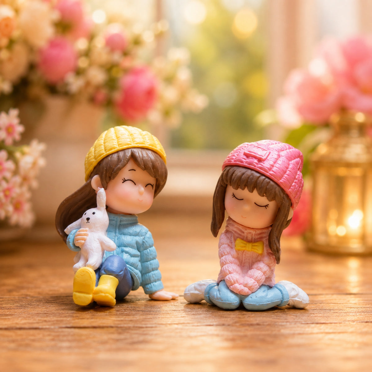 Two Girls Sitting Miniature