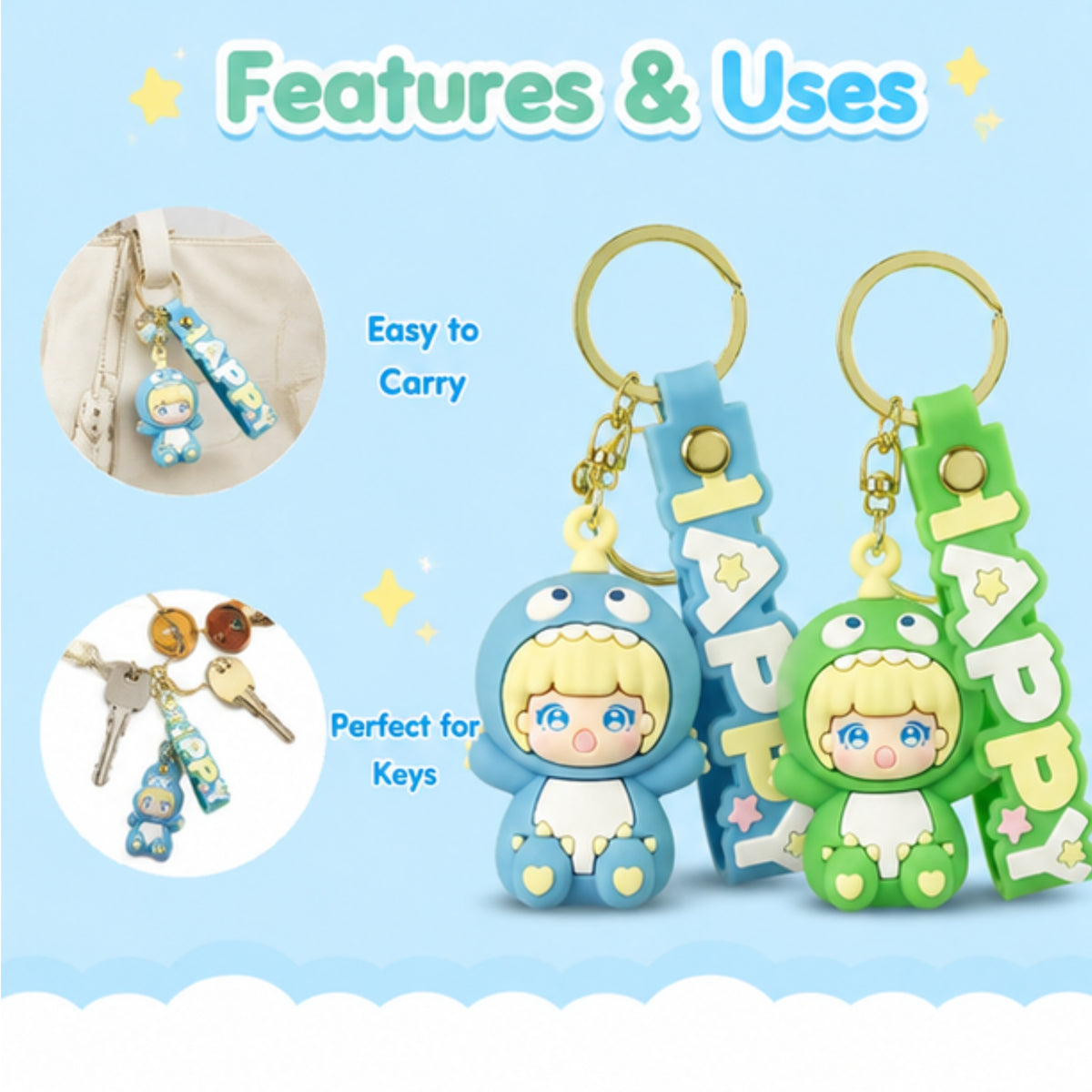 Dinosaur Girl Keychain