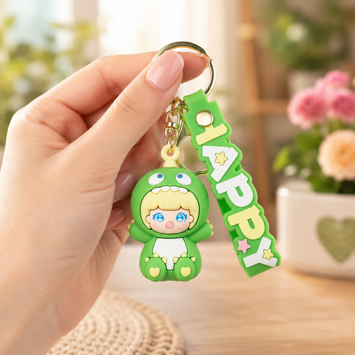 Dinosaur Girl Keychain