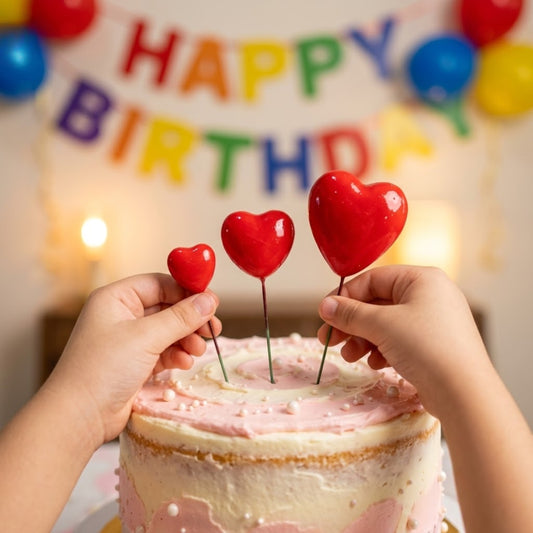 Red Hearts Cake Topper