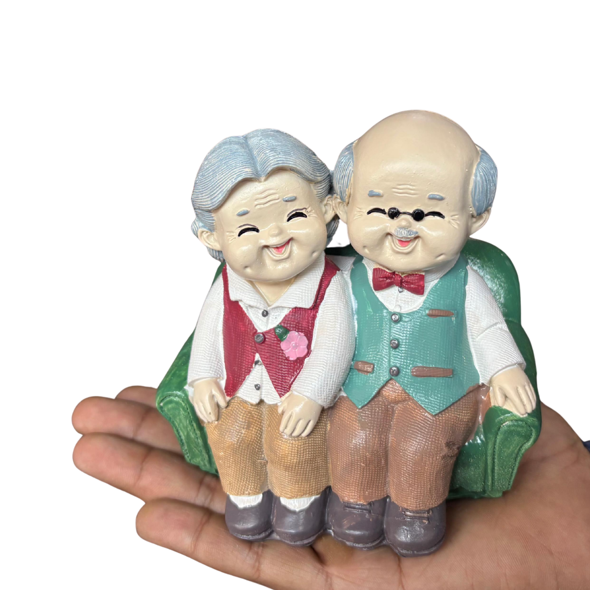 Elderly Couple Figurine - Green Sofa