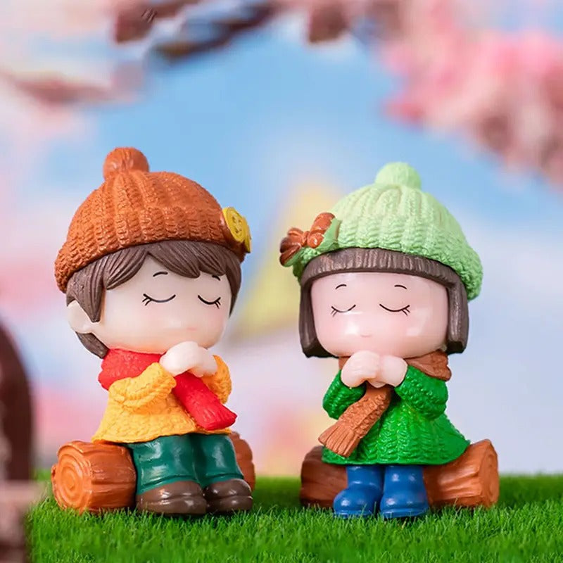 Kids with Bonfire Miniature (Brown & Green)