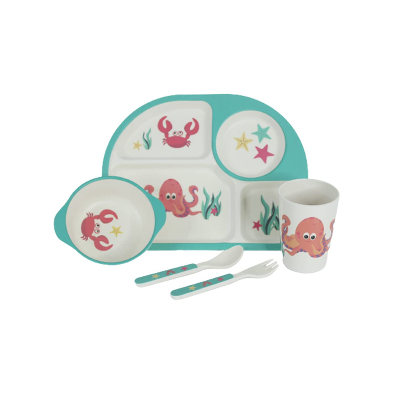 Kids Dinnerware Bamboo Set - Round Design