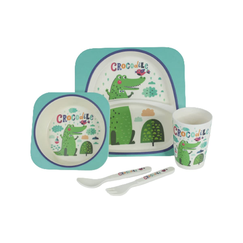 Kids Dinnerware Bamboo Set - Square Design