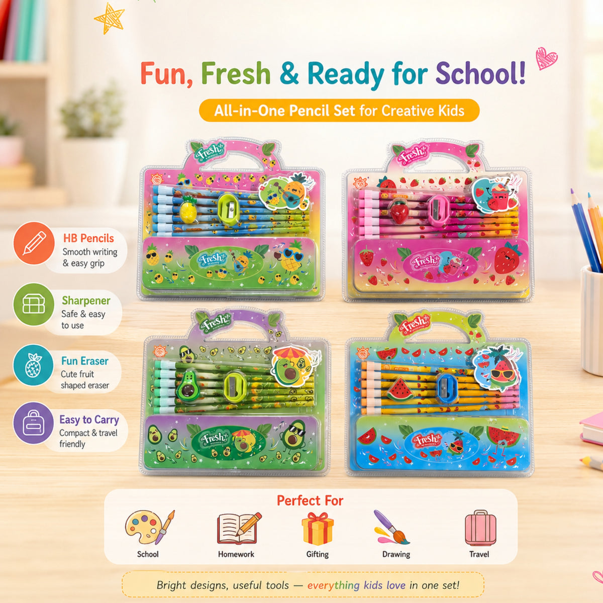 Fruity Friends Stationery Set