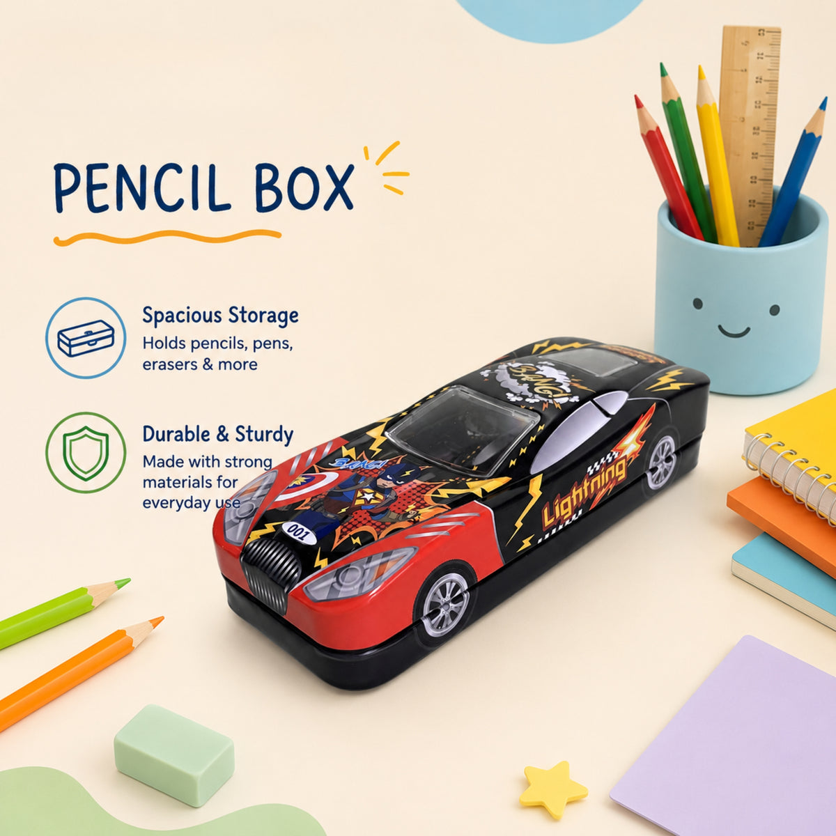 Speedy Racer Metal Pencil Box