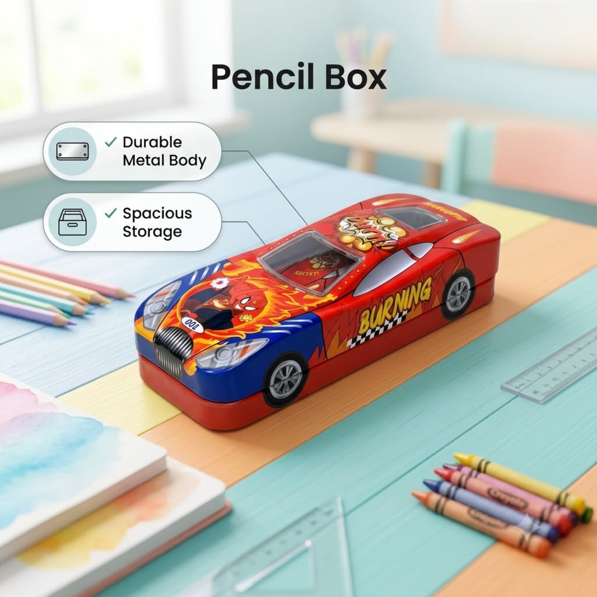Speedy Racer Metal Pencil Box