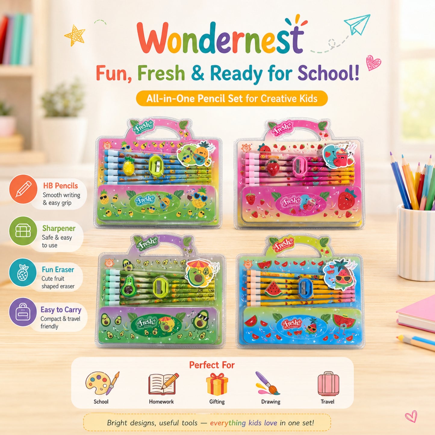 Fruity Friends Stationery Set