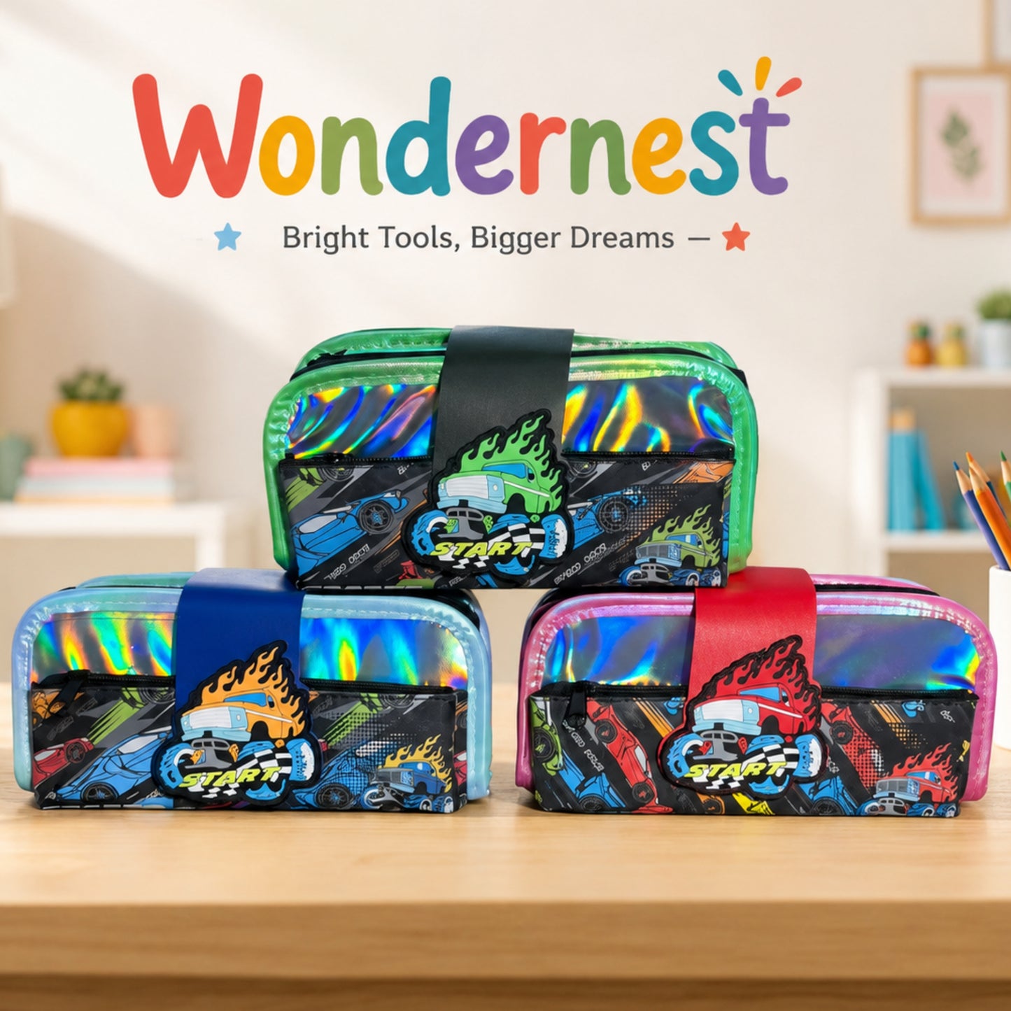 Holographic Racer Pencil Pouch
