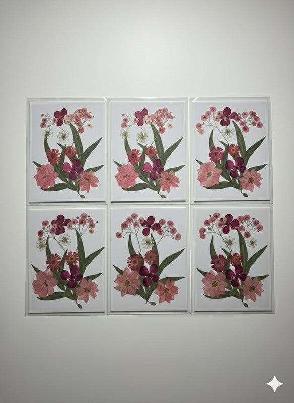 Pressed Flower Card - Pink & Red