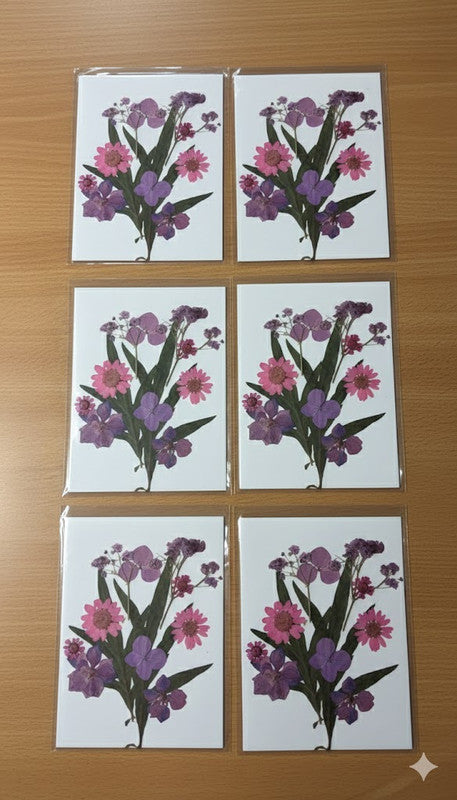 Pressed Flower Card - Purple & Pink Wall Art