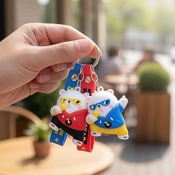 Kawaii Keychain Set of 2 - Rock Bear Performer