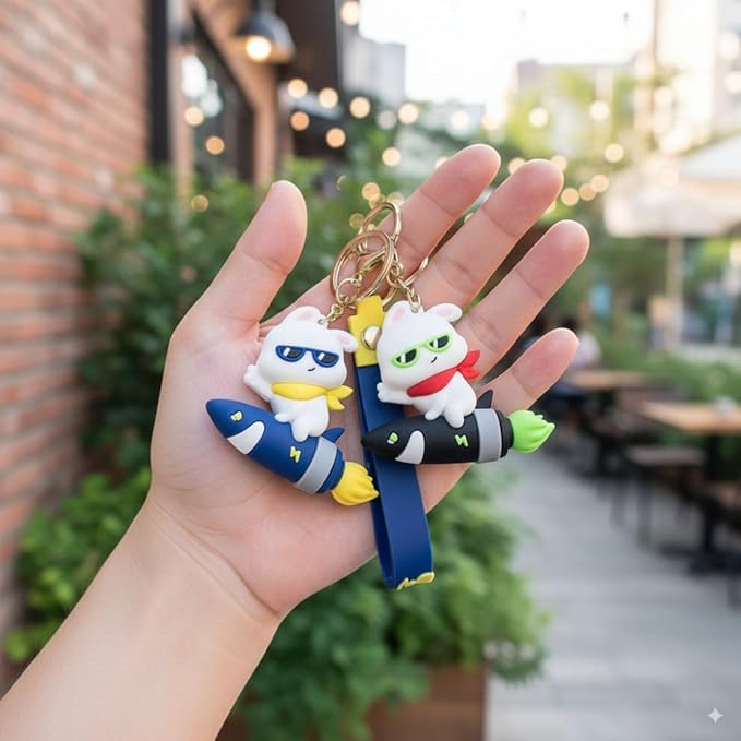 Kawaii Keychain Set of 2 - Rocket Bunny